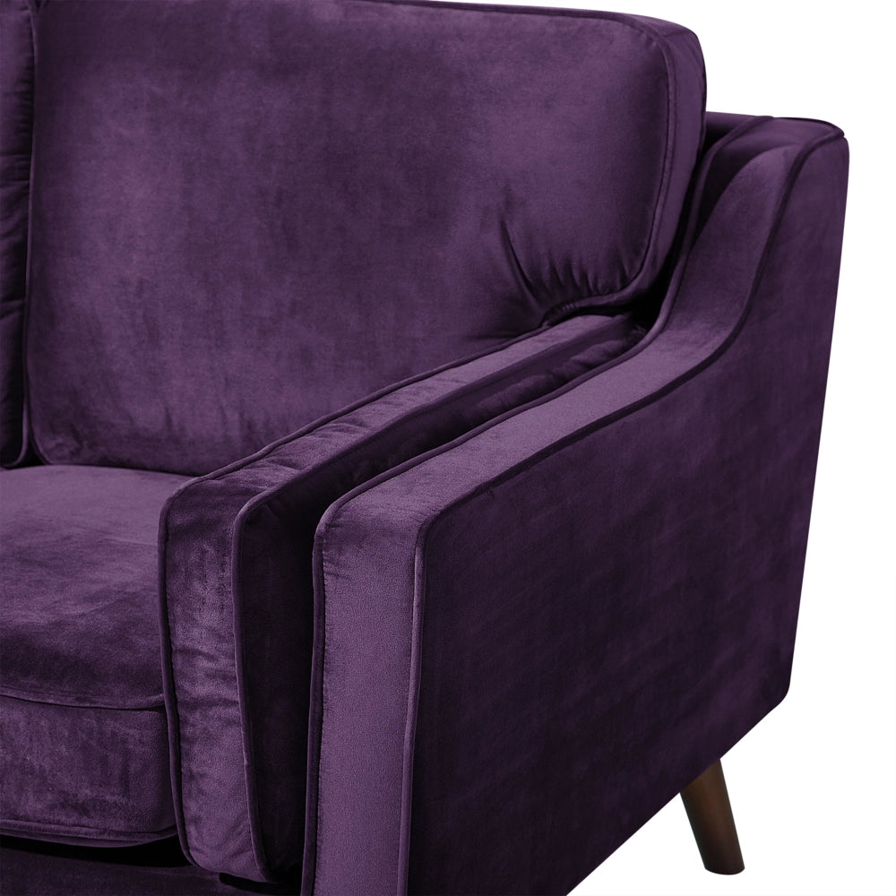 Divano Viola 3 Posti Velluto Gambe In Legno Classico e moderno