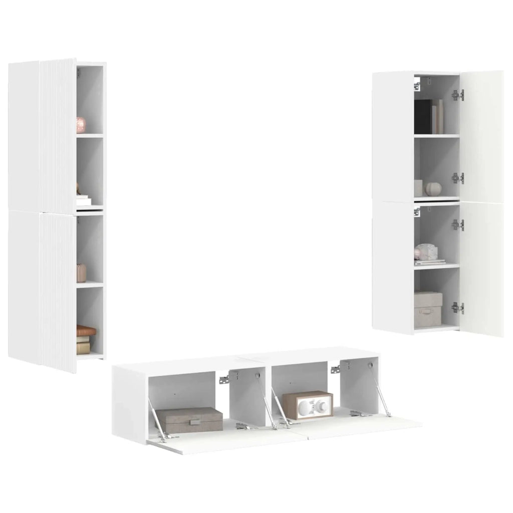 Set mobile TV 6 pcs Bianco Legno multistrato 3409123