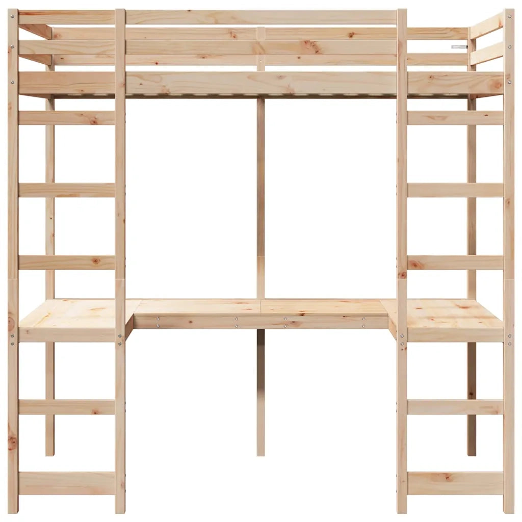 Struttura per letto soppalco Naturale 75 x 190 cm Pino massello 3414556