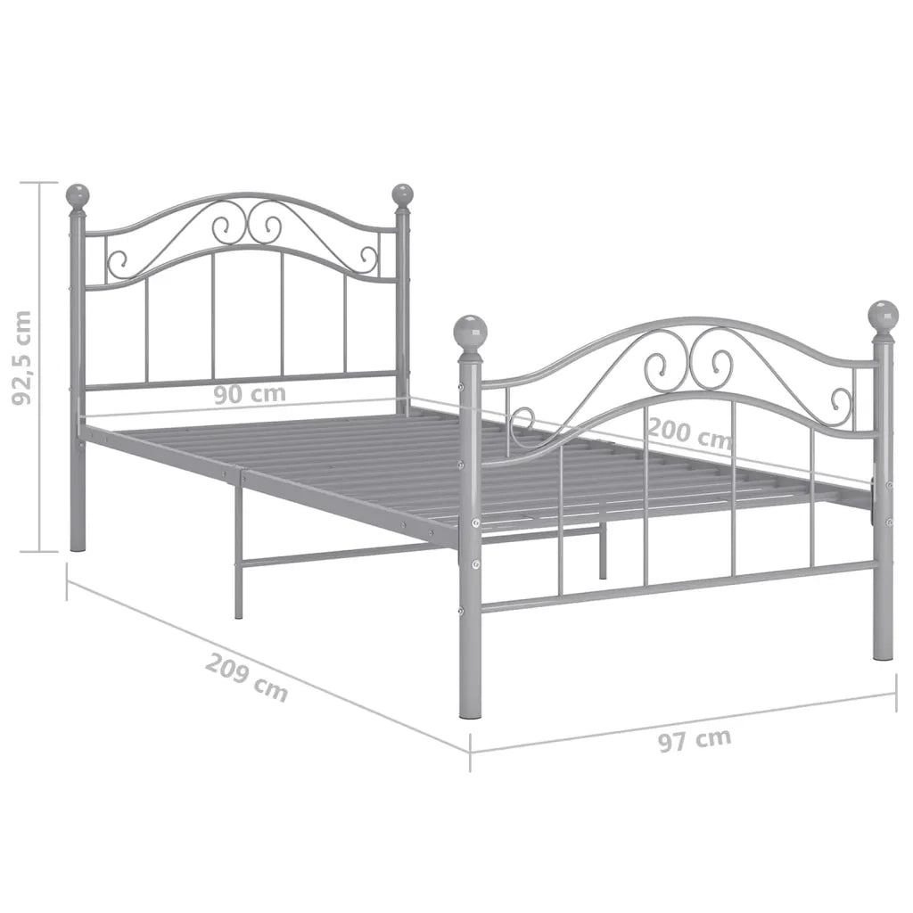 Giroletto-Struttura Letto Grigio in Metallo 90x200 cm 925676