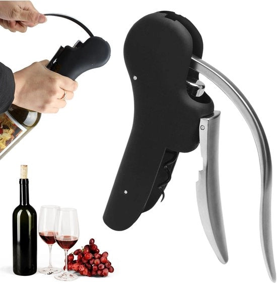 Flesopener multifunzionale in acciaio inossidabile, piccola apripetali per bottiglie di vino che risparmia tempo con stopper di tappo.