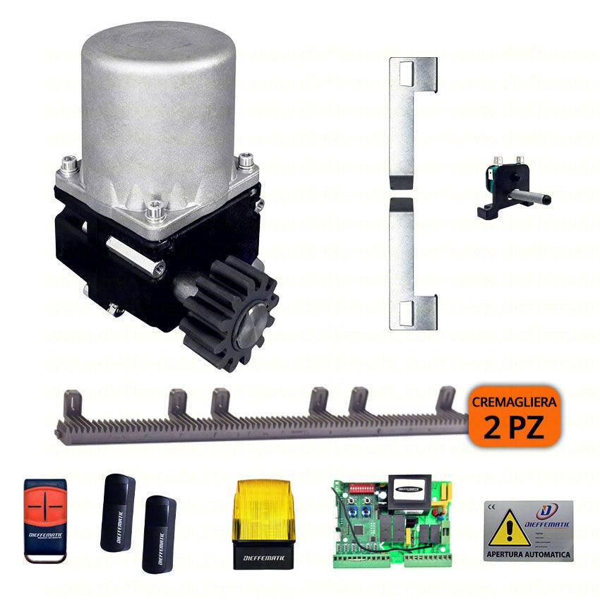 KIT MOTORE 300KG SCORREVOLE AUTOMATICO CON 2 MT CREMAGLIERA NYLON 230V KV3