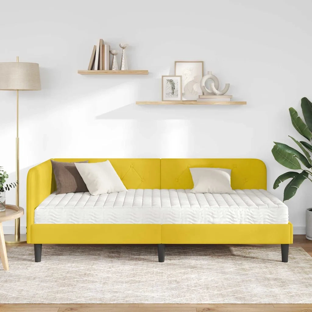 Cornice del letto ad angolo Giallo 90 x 200 cm Velluto