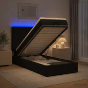 Letto Ottomano con Materasso e LED Nero 90 x 190 cm Tessuto 3458036
