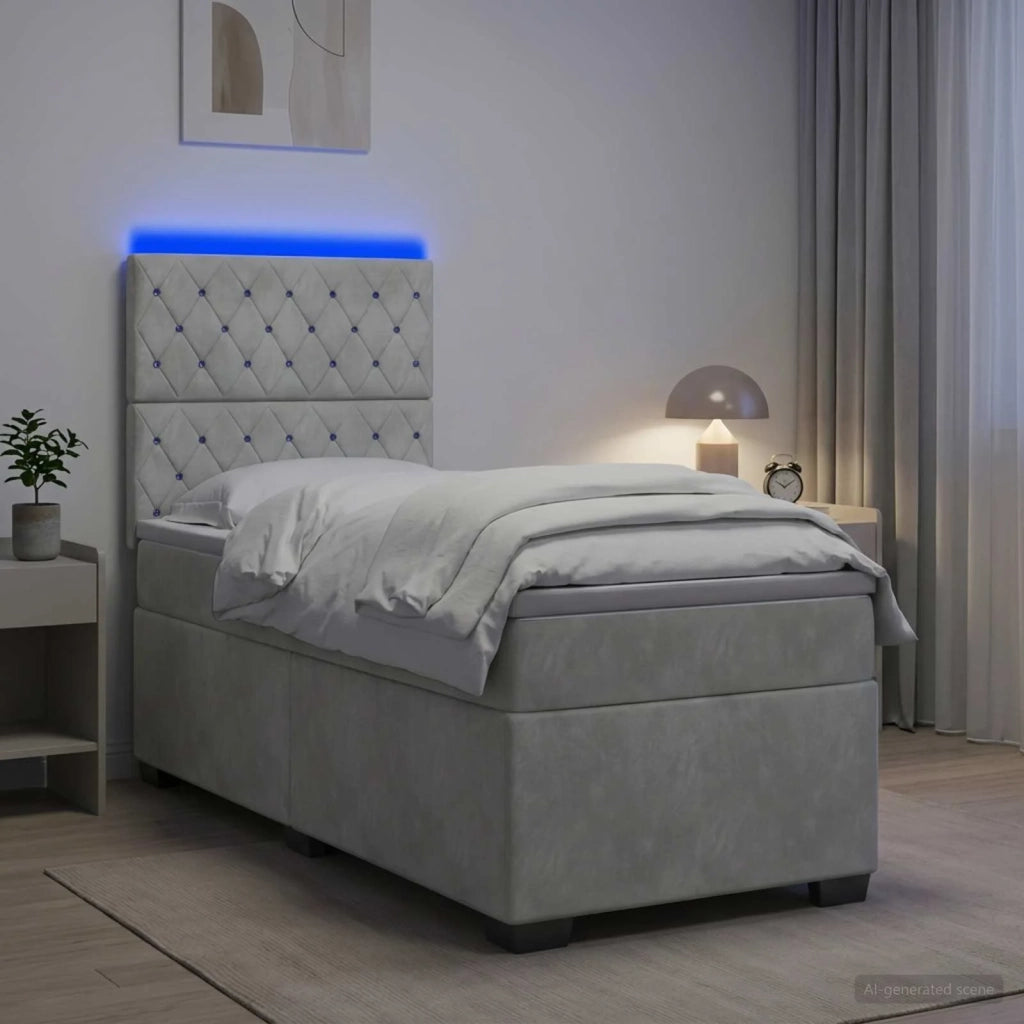 Letto box spring con materasso Grigio Chiaro 100 x 200 cm 3455042