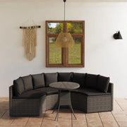 Set Divani da Giardino 5 pz con Cuscini in Polyrattan Grigio 3064907