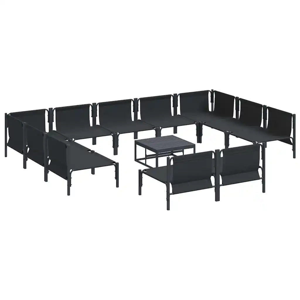 Set Divano da Giardino con cuscino 12 pcs Nero Acciaio
