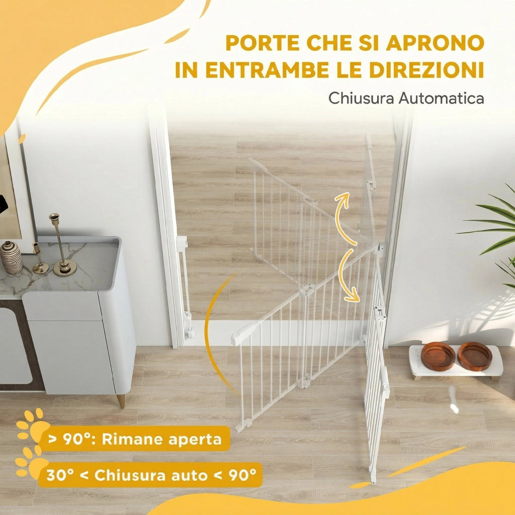Cancelletto di Sicurezza per Cani ¨C Xylo ¨C 74.5-111.5x74.5 cm, Bianco
