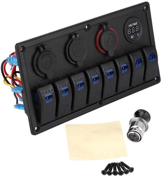 Pannello di commutazione per barche - Commutatore - Multimetro Dual USB - Marittimo - Accessorio per barche - Componenti per barche - Impermeabile - Per veicoli da diporto barche ecc.