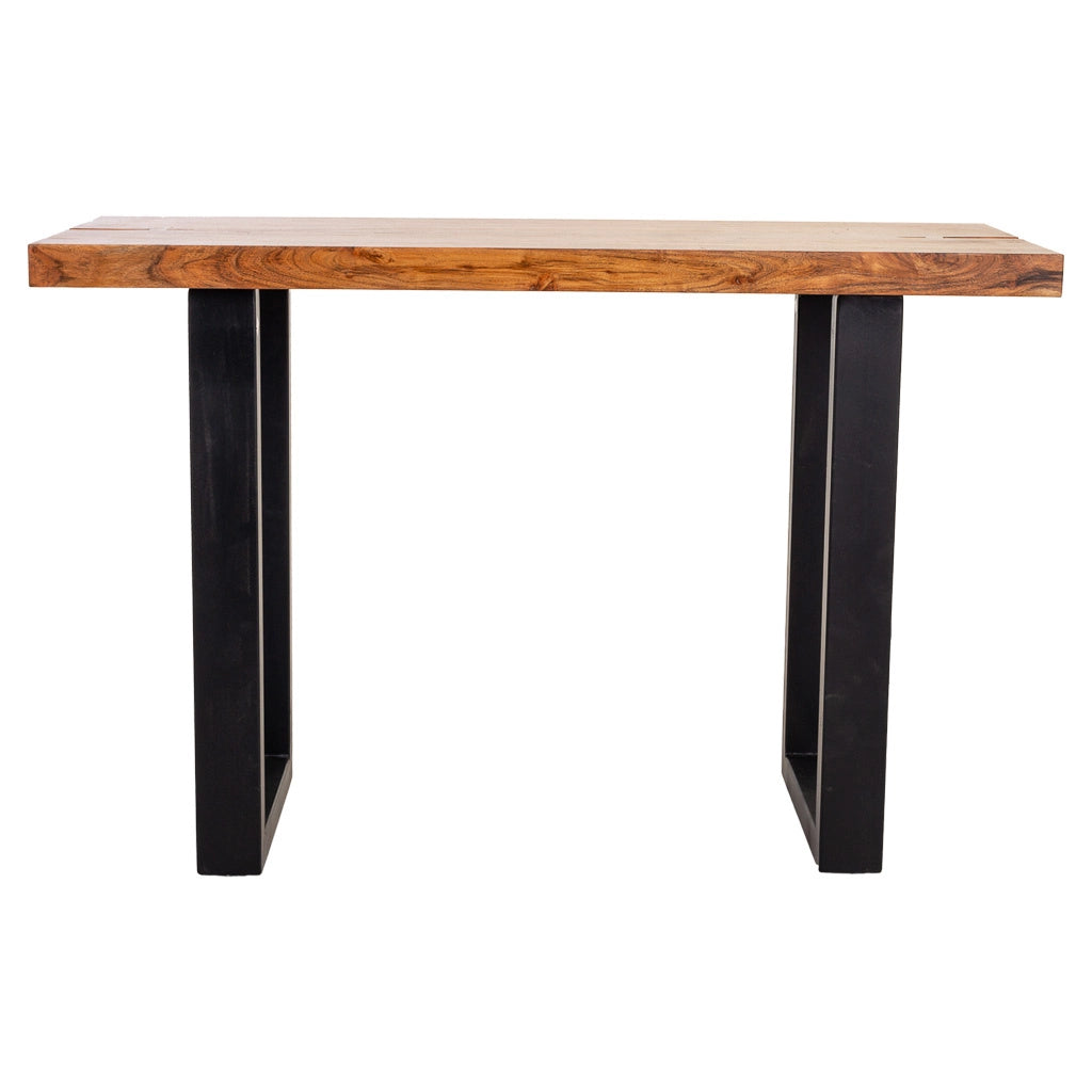 Mobile da ingresso in legno e metallo nero 120x45x75h
