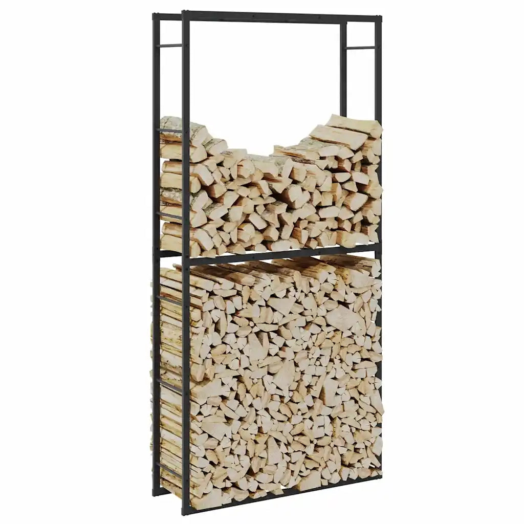 Rastrelliera per Legna da Ardere Nera 100x30x209 cm in Acciaio 4018469