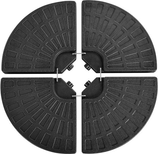 Supporto per ombrellone, 4 pezzi, supporto per ombrellone, croce di base, peso per ombrellone da vento, pieghevole, con sabbia o acqua, nero