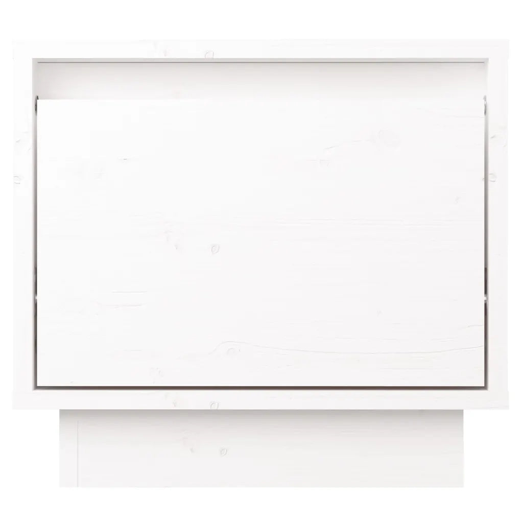Comodino Bianco 35x34x32 cm in Legno Massello di Pino 813397