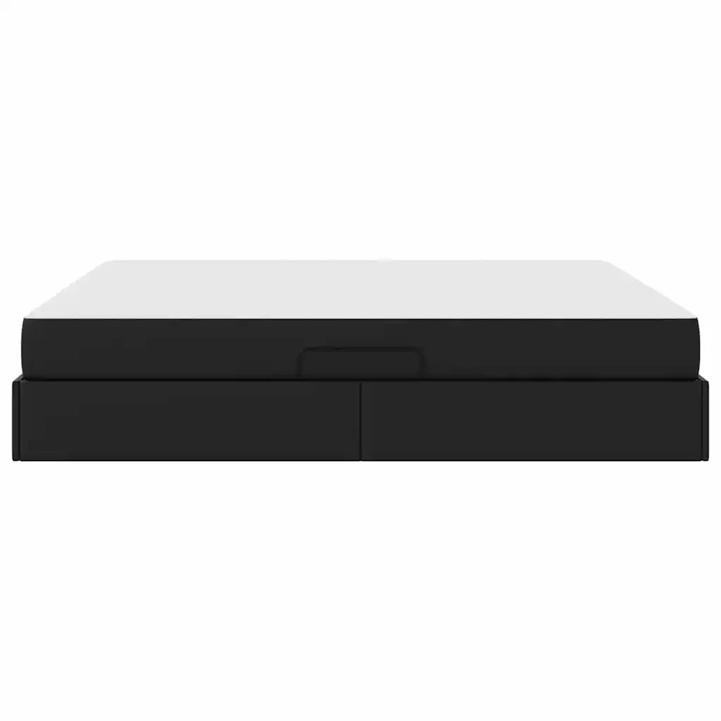 Letto con contenitore e materasso 2 pcs Nero Pelle 3399616