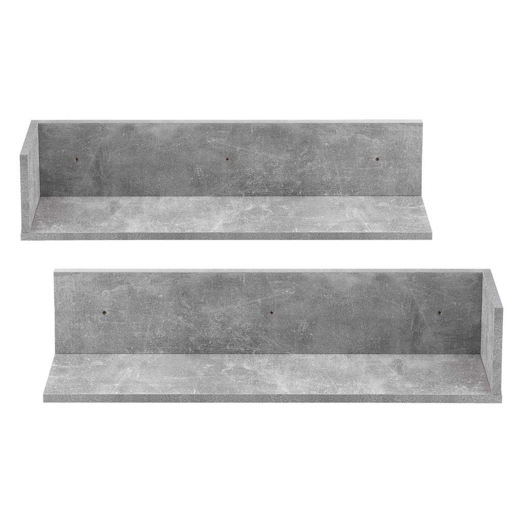 Set Elverum 2 Mensole da Parete a Forma di L 75 x 16,5 x 16,5 cm Effetto Cemento [en.casa]