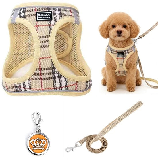 Accessori per cani per piccoli cani con cinturino, step-in guinzaglio per cuccioli, regolabile, a respirazione naturale con design riflettente, per cuccioli, piccoli cani, passeggiate, allenamento, outdoor