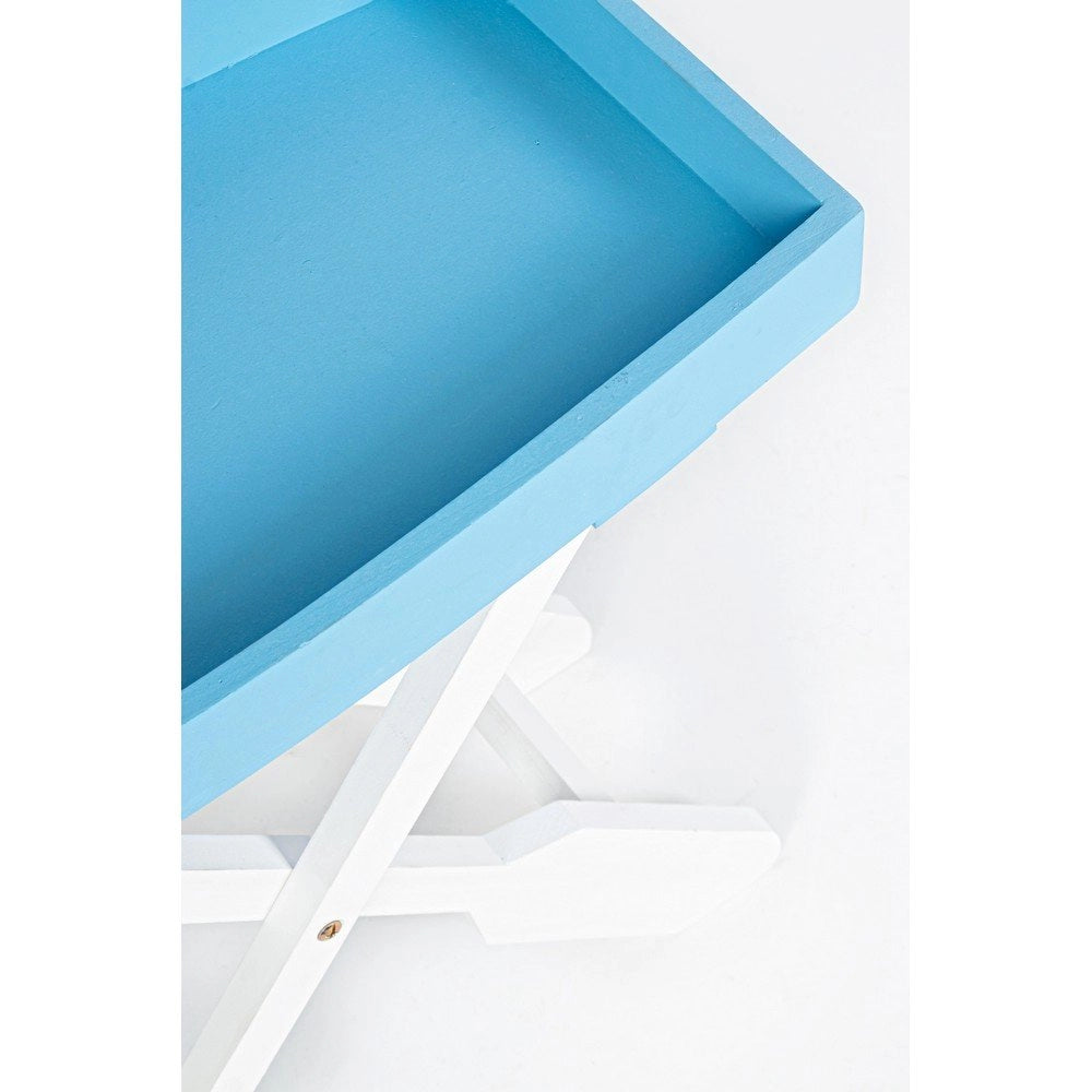 Tavolo Pieghevole Legno Bianco Azzurro da Interno - ELLIOT