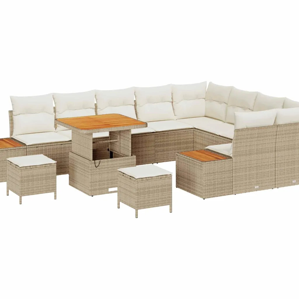 Set Divano da Giardino con cuscino 12 pcs Beige Poly Rattan 3364901