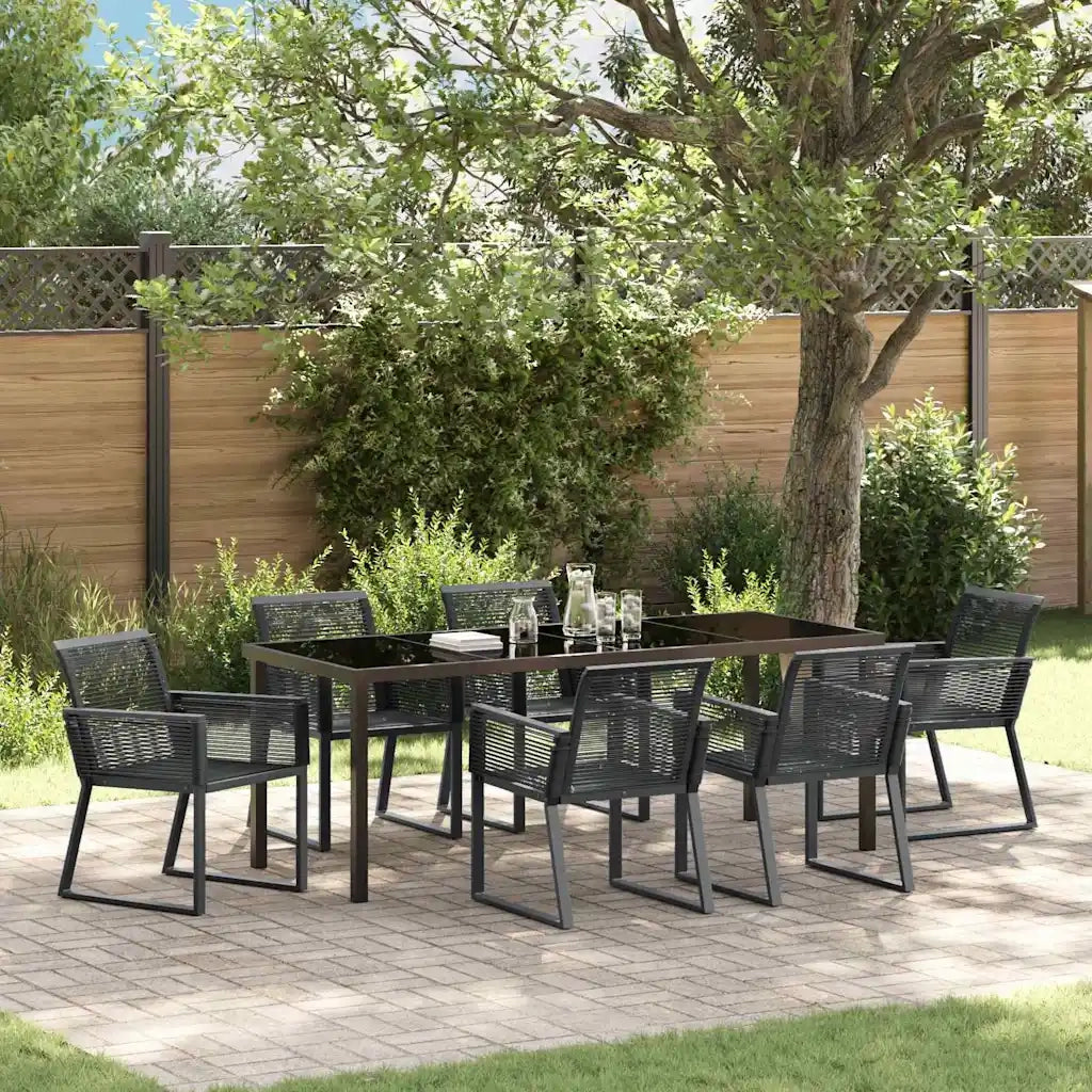 Set da Pranzo per Giardino 7 pcs Nero 3379315