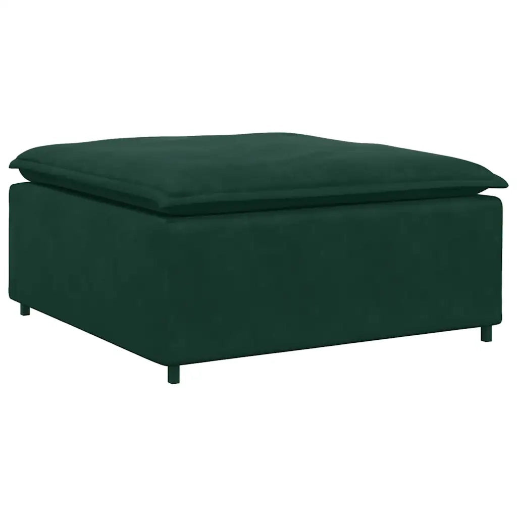 Divano Modulare con Poggiapiedi e Cuscini Velluto Verde Scuro 3321191
