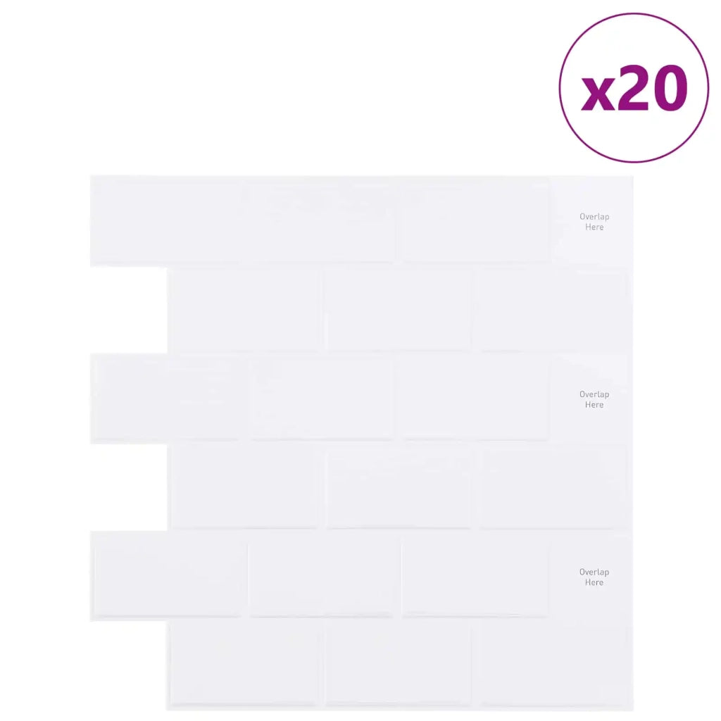 Piastrella subway 20 pcs Bianco 30 x 30 cm Poliuretano e PET 42046121