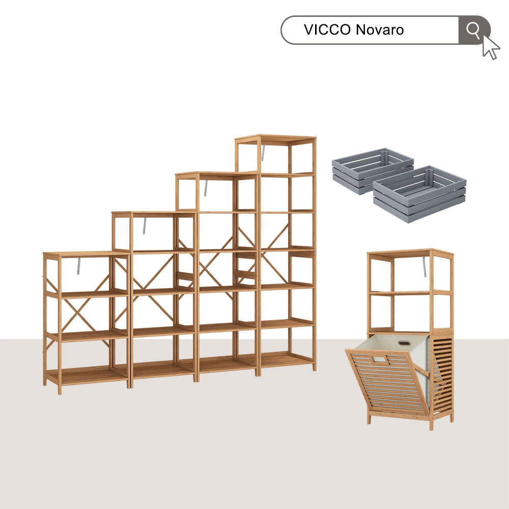 Vicco Scaffale Bambù 48.3 x 166.5 cm con 7 scomparti
