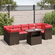 Set Divani da Giardino 8 pz con Cuscini Marrone in Polyrattan 3266404