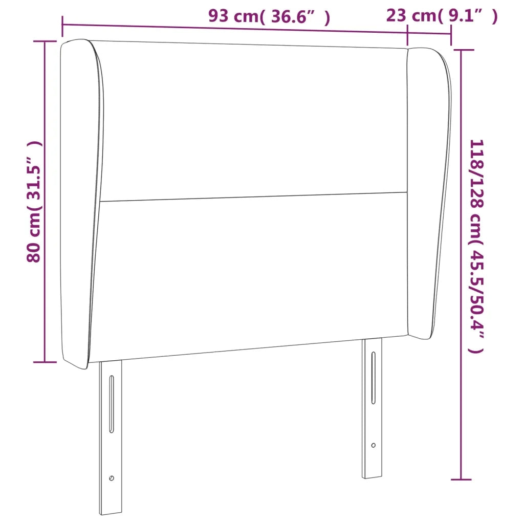 Testiera | Testata ad Orecchio Grigio Chiaro 93x23x118/128 cm in Velluto