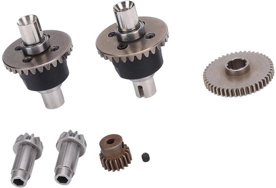 Set di differenziale per RC-auto 1/16 - Alta resistenza - Installazione facile - Resistenti allo sforzo - Incluso 2 differenziali - Costruzione duratura - Set di denti per RC