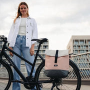 Borsa per bicicletta impermeabile _grigio/rosa.