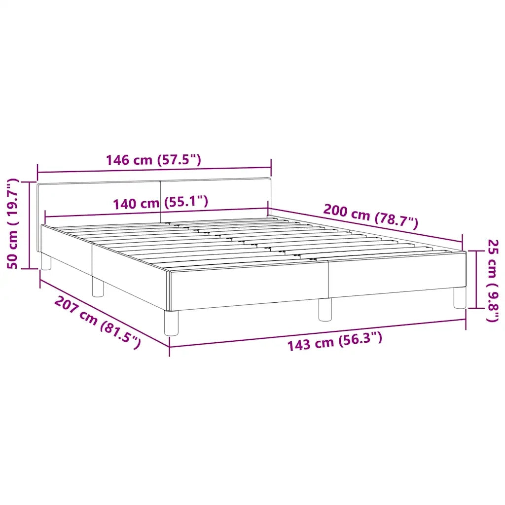 Giroletto con Testiera senza Materasso Rosa 140x200 cm Velluto 347578
