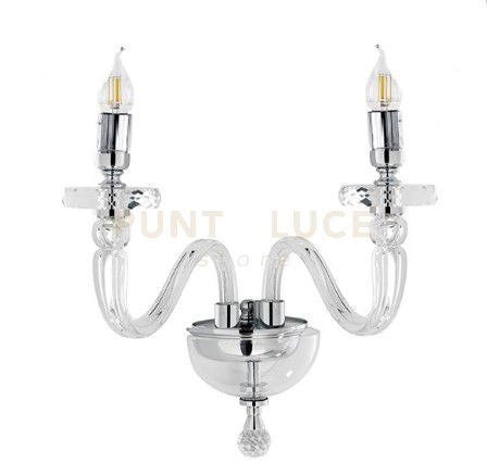 APPLIQUE BACH 2 LUCI CRISTALLO E CROMO ATTACCO E14