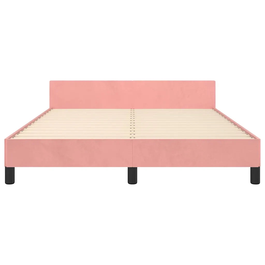 Giroletto con Testiera senza Materasso Rosa 140x200 cm Velluto 347578