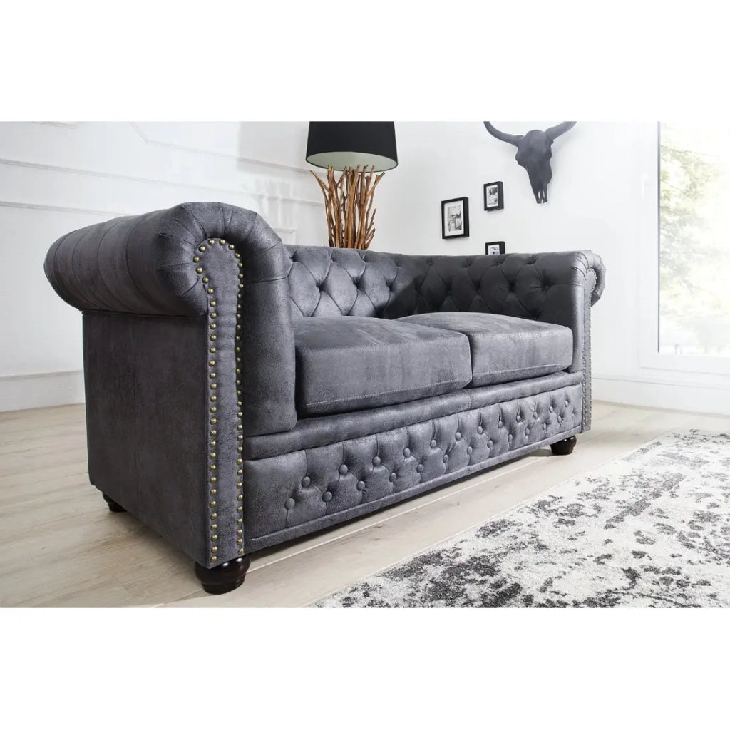 Divano dritto EDGAR - Grigio bluastro - 2 posti - Stile barocco