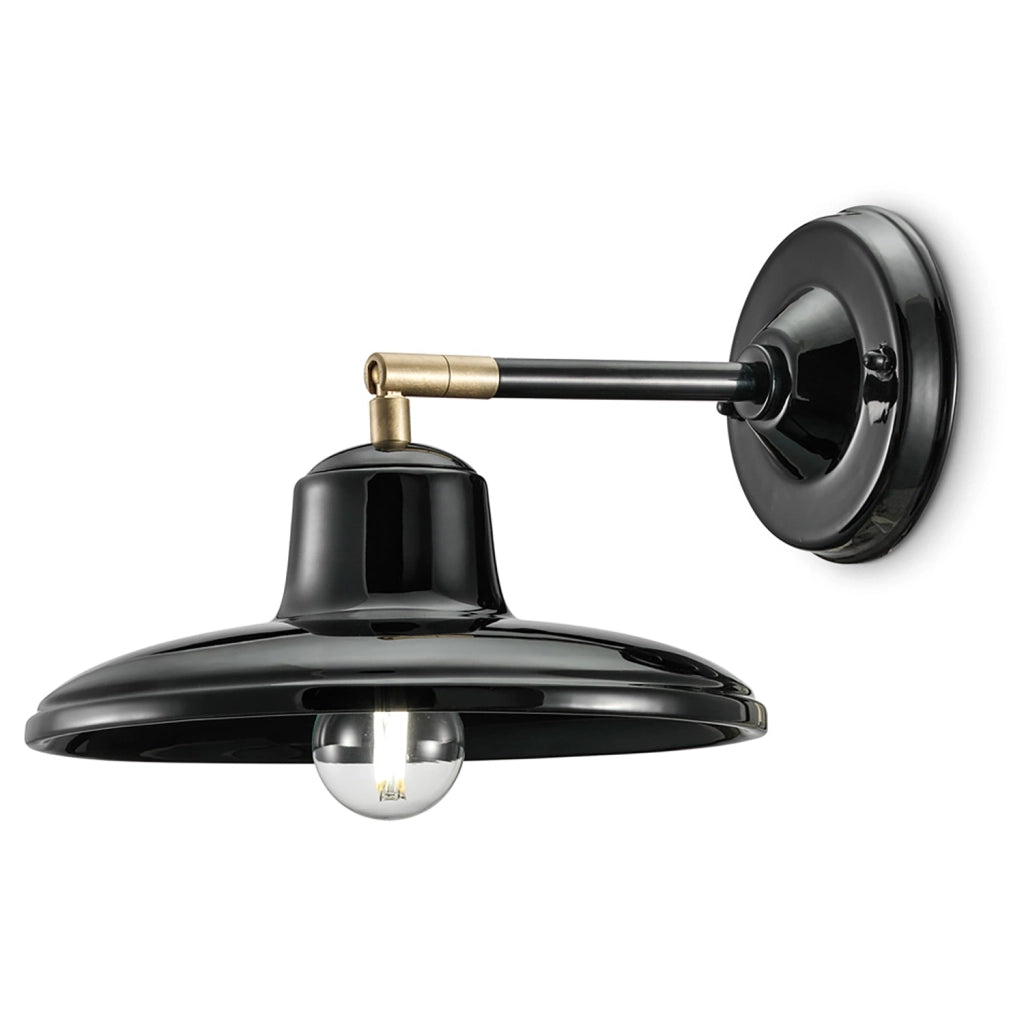 Applique Industrial Minimal Nordico B&W Metallo Smaltato Nero 1 Luce E14
