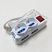 Alca power multipresa bianca con 4 bipasso + 2 universali con spina a 90° cavo da 1,5mt con interruttore