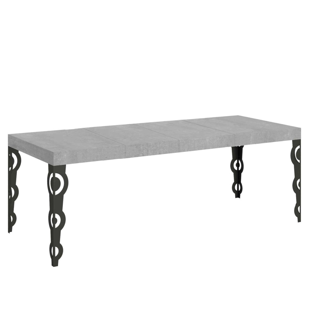 Tavolo allungabile 200/304x90 cm Karamay Premium cemento gambe antracite