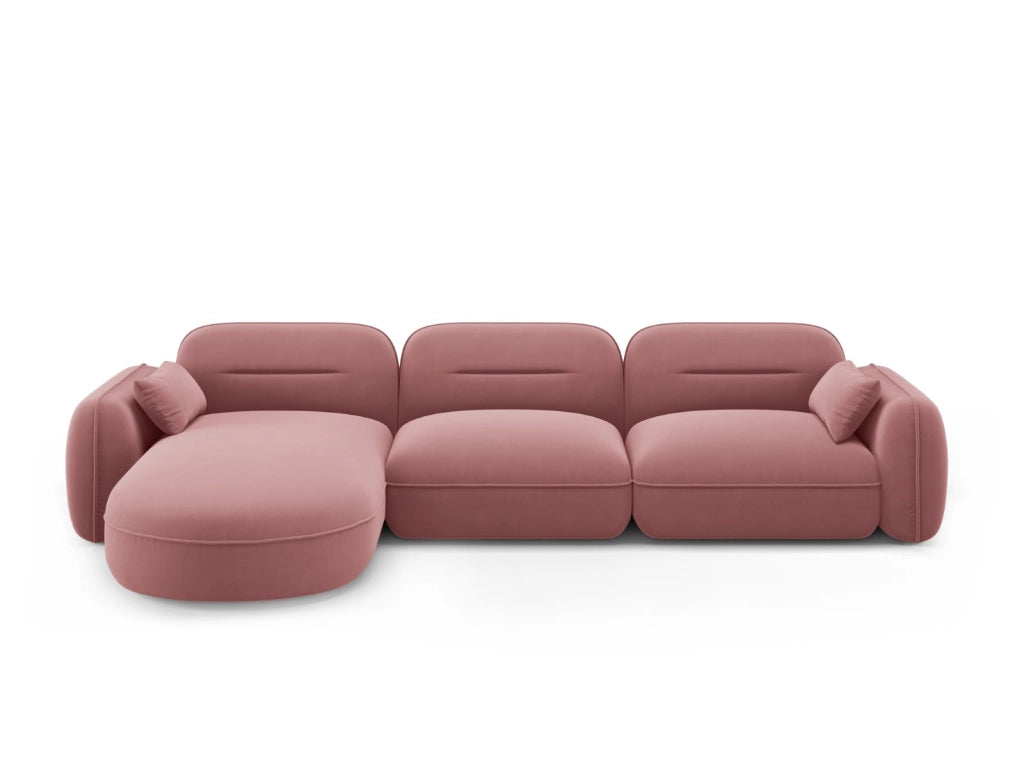 Cosmopolitan Design - Divano angolare modulare sinistro "Sydney" 4 posti in velluto salmone 