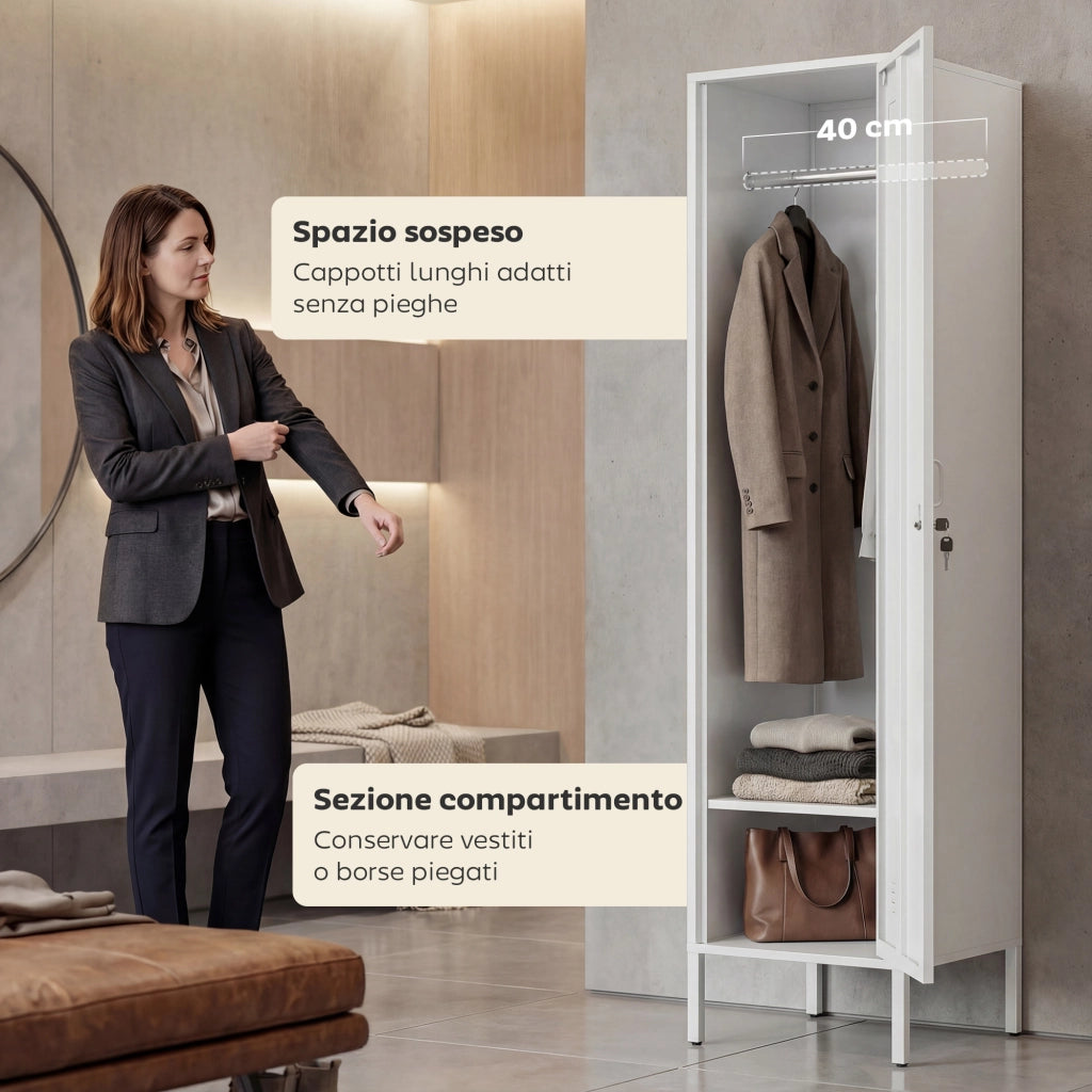 Armadio Metallico con Porta ¨C zephmum ¨C Bianco 40x40x179 cm