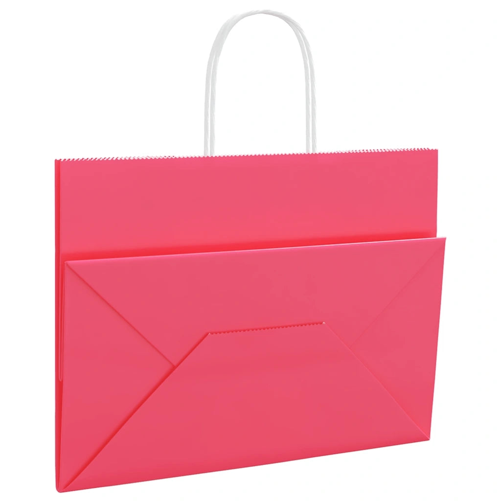 Sacchetti di Carta 250 pz con Manici Rosa 32x17x25 cm 4101677