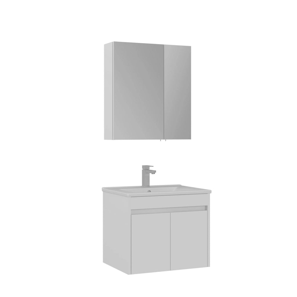 Set mobile lavabo con specchio (2 pezzi) "Side 65 v2" - 65 x 45 x 52 cm - Bianco opaco