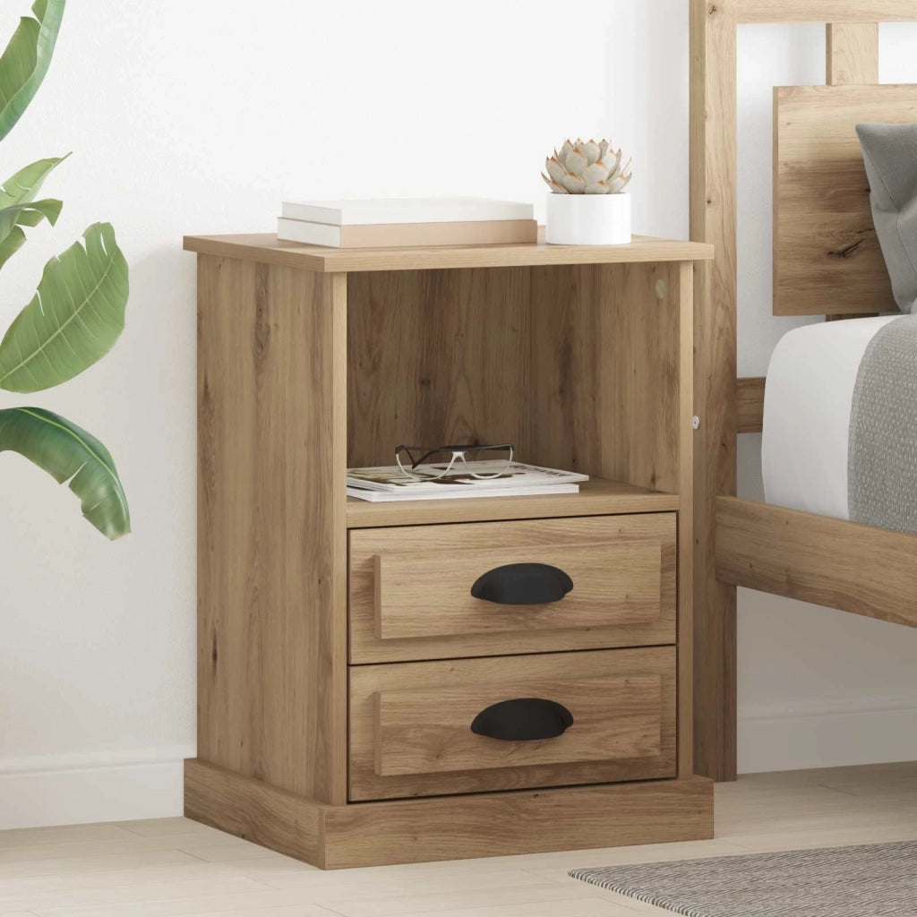 Set di 2 Comodini | Armadio da Notte | Mobiletto da notte Rovere artigianale 36 x 43 x 60 cm