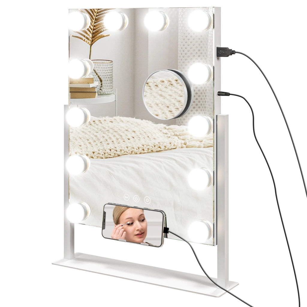 Specchio da bagno LED con 3 modalit¨¤ luce e regolazione dimmer ¨C Minimal ¨C Bianco 37x46 cm