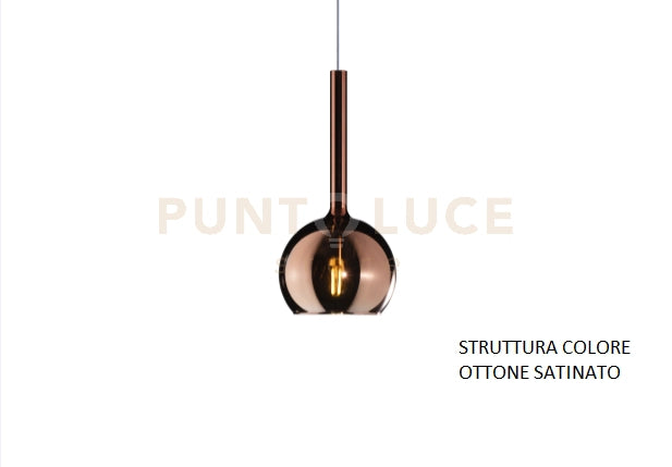 APPLIQUE OTTONE SAT. 1 LUCE PICCOLA VETRO RAME 1155OS-A-RA