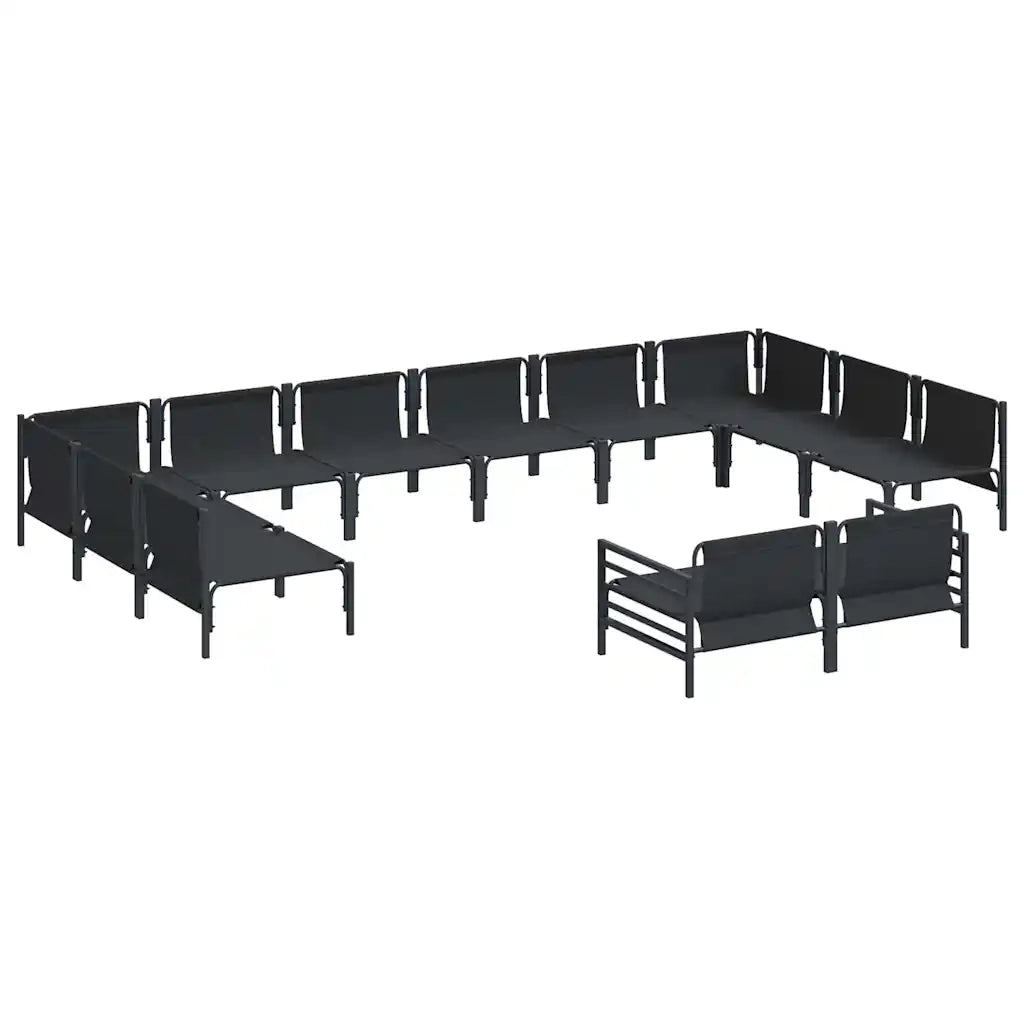 Set Divano da Giardino con cuscino 12 pcs Nero Acciaio