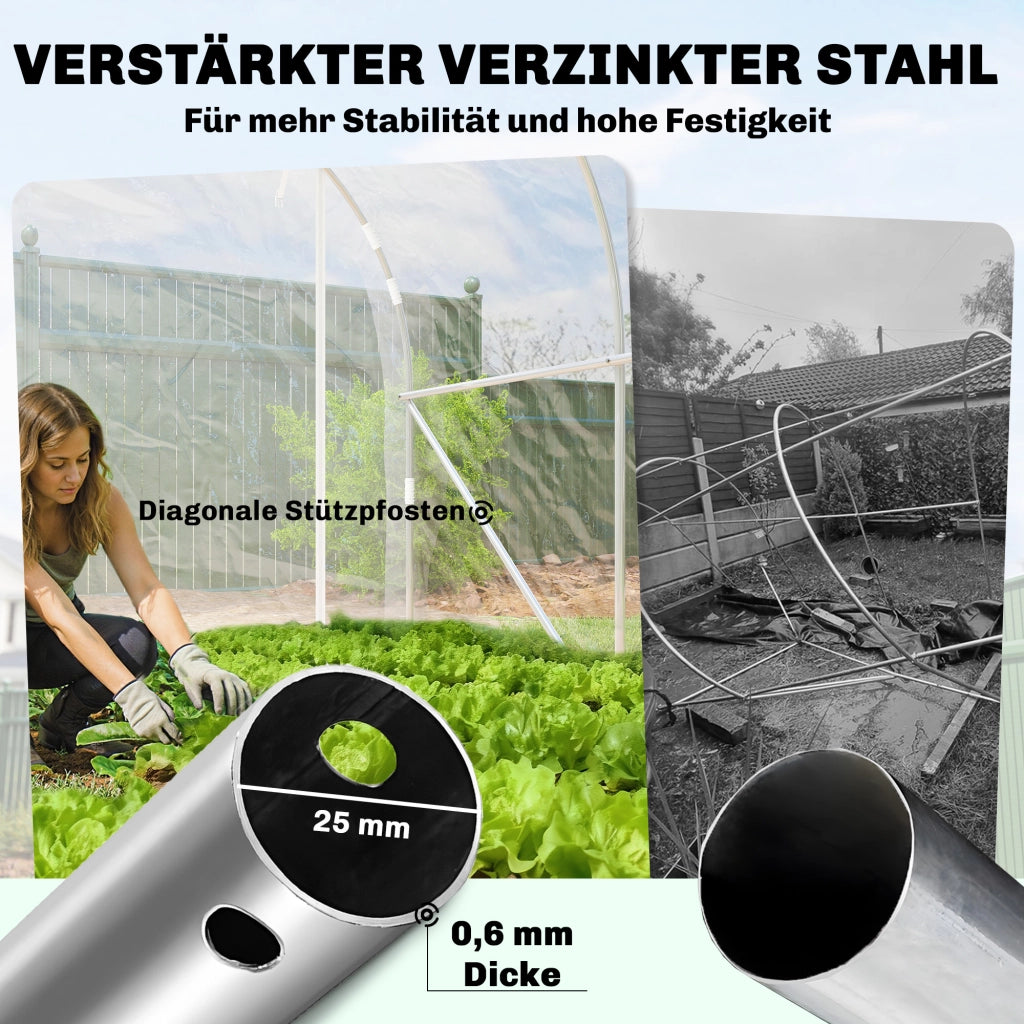 Serra a tunnel ¨C Xylo ¨C Telaio in acciaio zincato, copertura PE anti-UV, trasparente