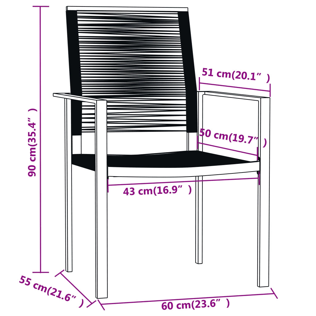 Set da Pranzo da Giardino 7 pz Nero 3099206