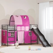 Struttura del letto loft per bambini-Giroletto per bambini Nero e rosa 100 x 190 cm 747677