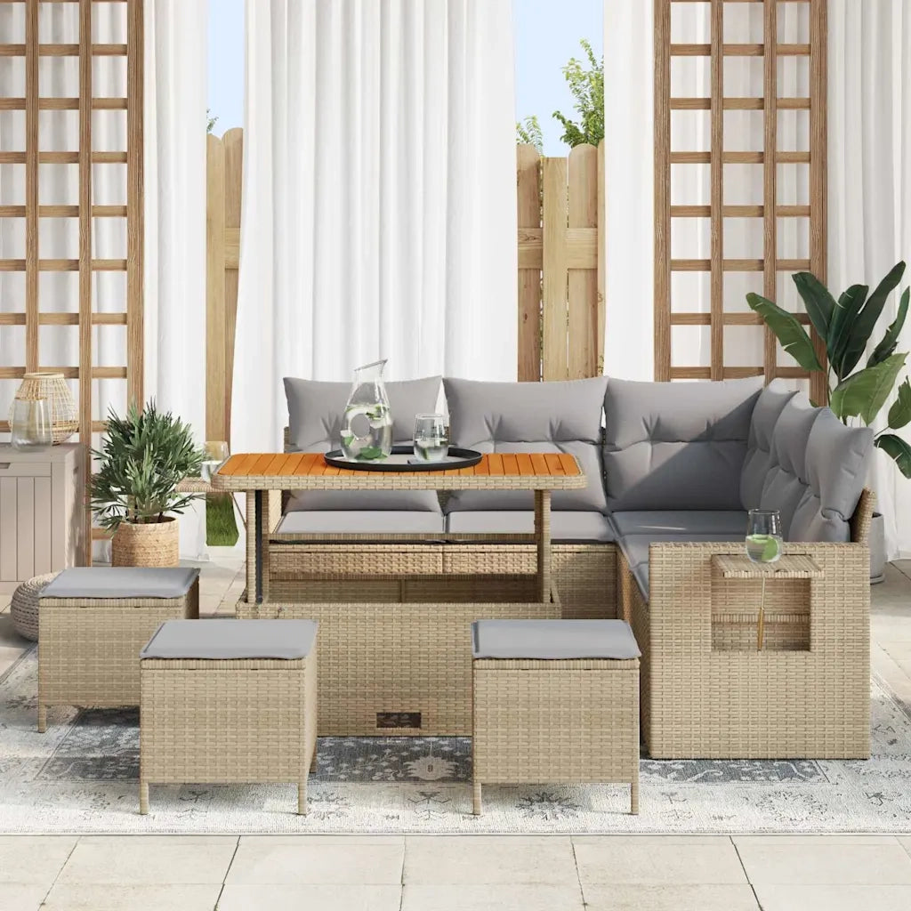 Set Divano da Giardino 10 pcs Beige e Grigio Chiaro polyrattan 3363702
