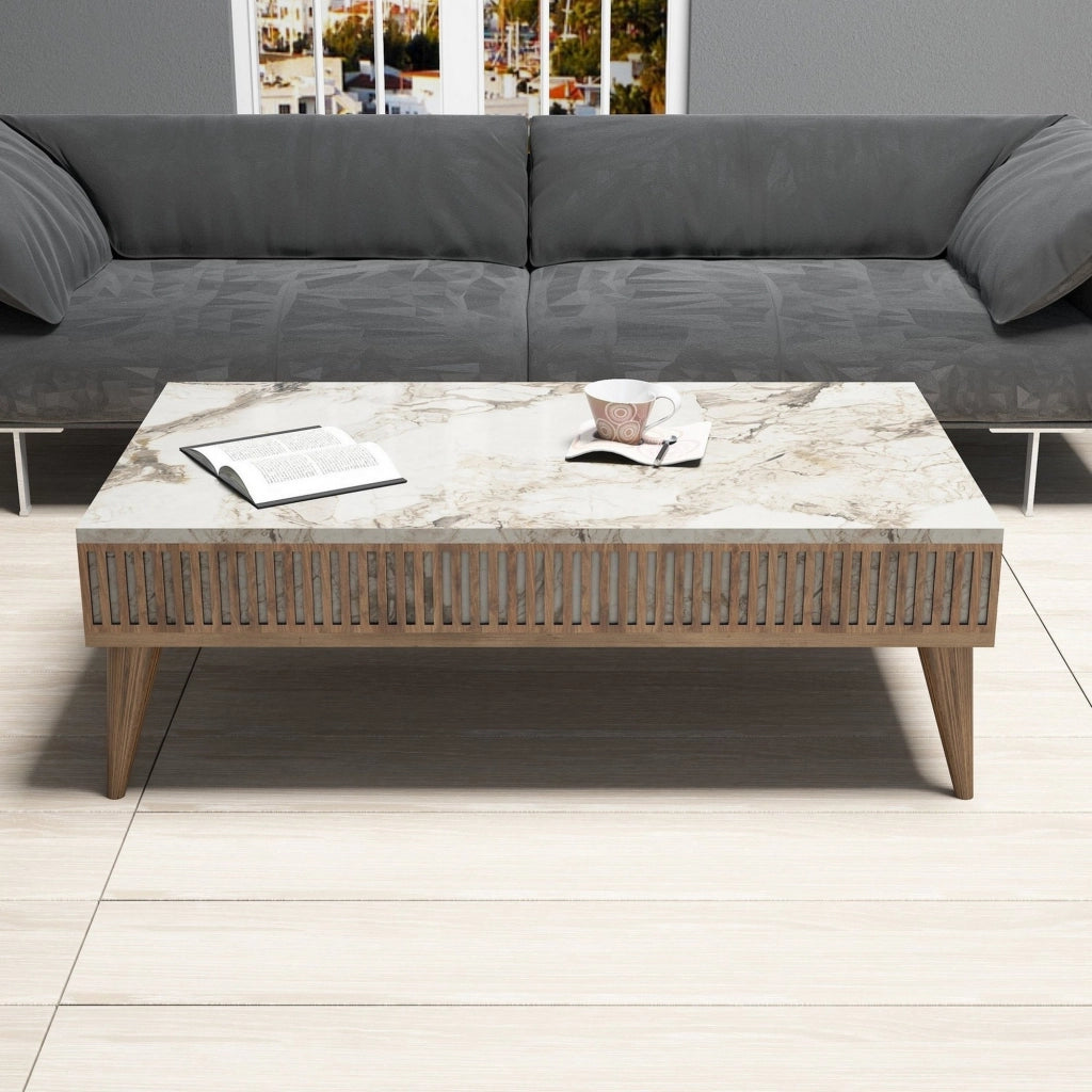 Ollomont, set Mobili da Soggiorno Modulabile, Marrone Noce